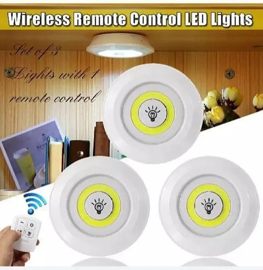 Wireless Pack of 3 LED Under Cabinet Lights | Touch + Remote Control | Bright Night Lamp for Kitchen & Wardrobe – Runstore.pk