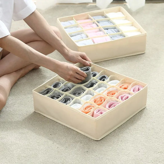 24 Pocket Foldable Underwear Organizer with Lid Storage Box