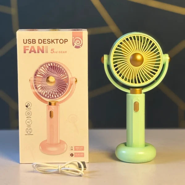 Rotating Hand Fan – Portable USB Rechargeable Silent Cooling Fan