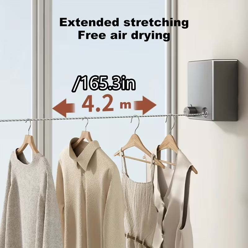 Retractable Clothesline 4.2m | Wall Mounted Indoor & Outdoor Clothes Dryer – Runstore.pk
