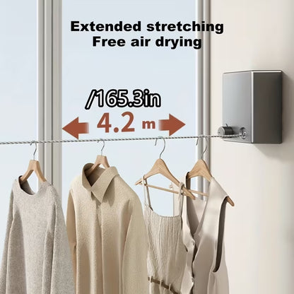 Retractable Clothesline 4.2m | Wall Mounted Indoor & Outdoor Clothes Dryer – Runstore.pk