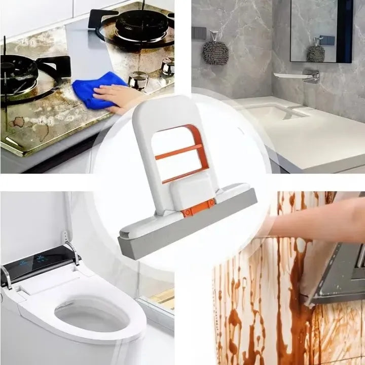 One-Hand Press Mini Foldable Desktop Mop | Self‑Wringing Portable Sponge Mop for Kitchen & Bathroom