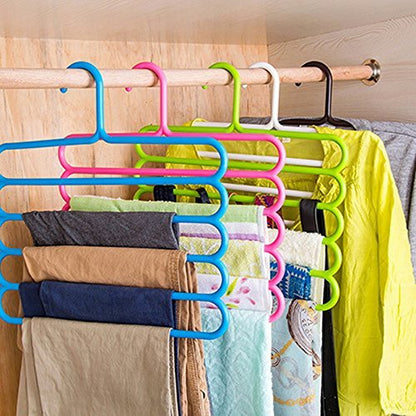 5 Layers Plastic Cloth Hanger Wardrobe Storage Organizer