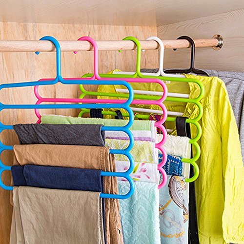 5 Layers Plastic Cloth Hanger Wardrobe Storage Organizer