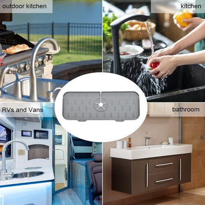 Silicone Kitchen Sink Splash Guard – Faucet Water Splash Catcher Mat