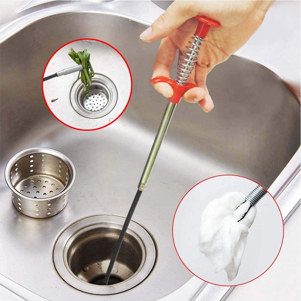 85cm Stainless Steel Bendable Drain Clog Remover with 4 Claws