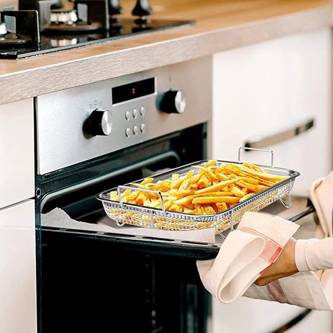 Stainless Steel Air Fryer Basket Non Stick Mesh Baking Tray