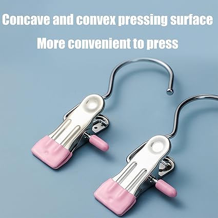Space-Saving Stainless Steel Clothes Hanger Clips ( 1 Pair )