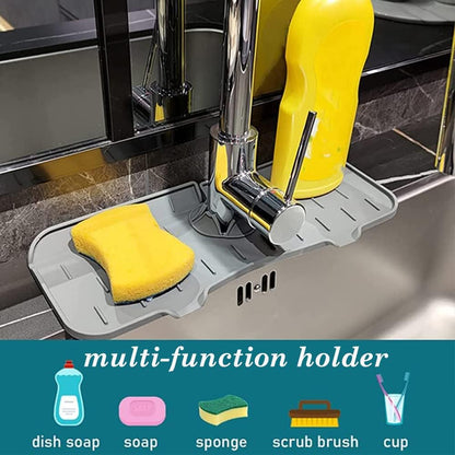 Silicone Kitchen Sink Splash Guard – Faucet Water Splash Catcher Mat