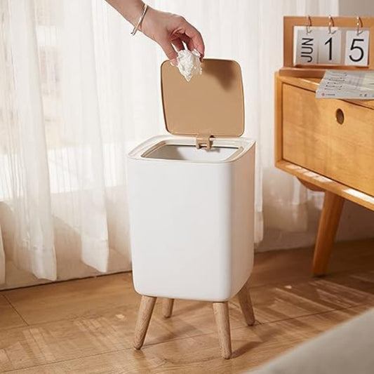 Wooden High-Foot Square Dustbin – Modern Waste Bin