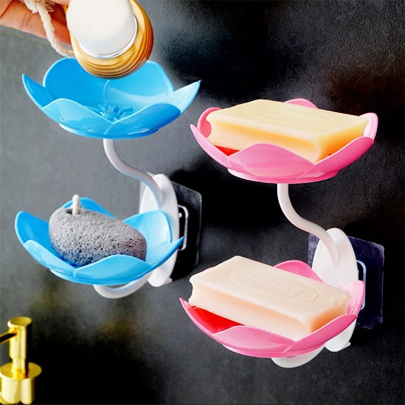 Wall-Mounted Lotus Soap Box – Double Layer Tray