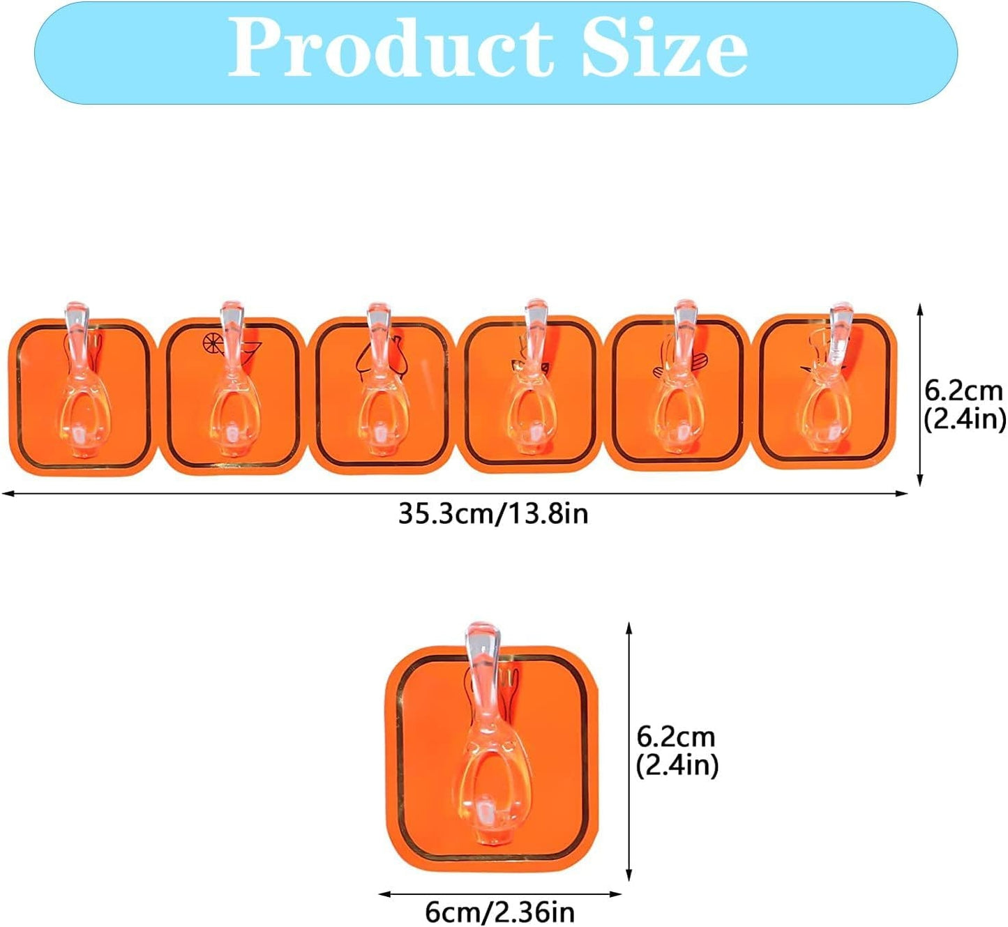 6-Row Self-Adhesive Wall Hook Organizer | Strong Sticky Transparent Multi-Hook for Kitchen, Bathroom & Wardrobe
