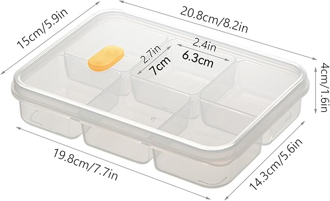 6-Compartment Food Storage Tray with Lid