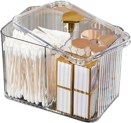 3 Compartment Cotton Swab and Cotton Pad Holder Organizer