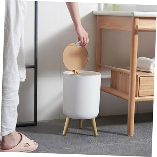 Wooden High-Foot Round Dustbin – Heavy Quality Bin