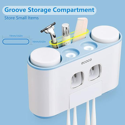 Ecoco Wall Mounted Toothbrush Holder with Toothpaste Dispenser