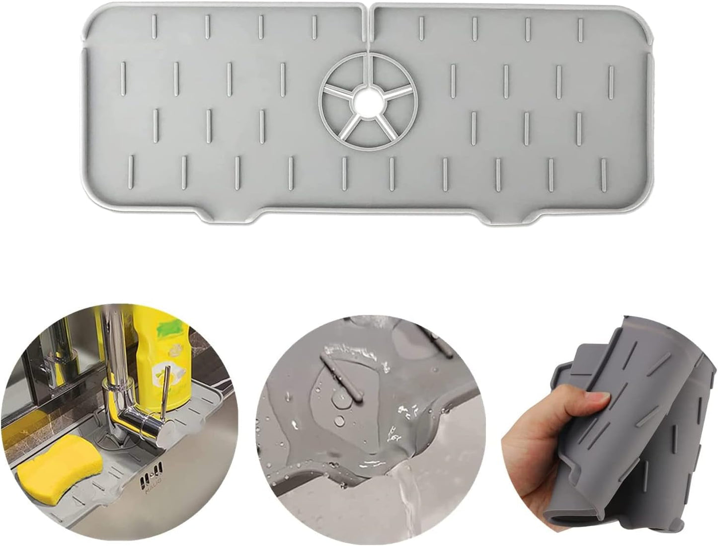 Silicone Kitchen Sink Splash Guard – Faucet Water Splash Catcher Mat