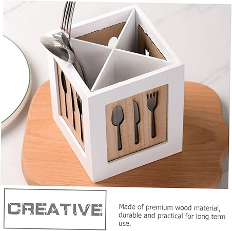 Wooden Cutlery Holder Storage Box for Kitchen