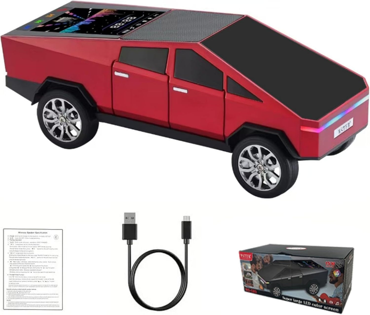 WS-580 Tesla Cyber Truck Bluetooth Pickup Truck Speaker | LED Display, TWS & FM Radio