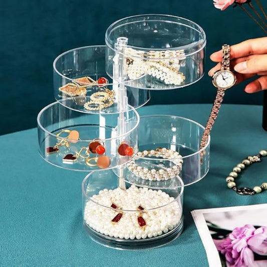 5-Layer Rotating Acrylic Jewelry Organizer with Lid
