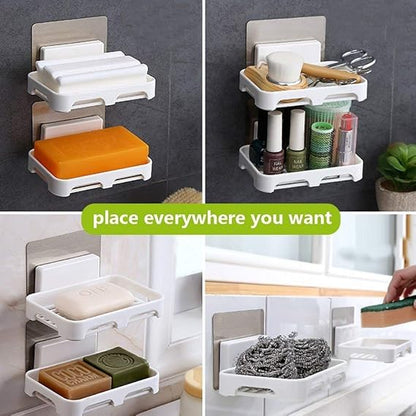 Wall Mounted Plastic Soap Dish – Self-Adhesive Tray