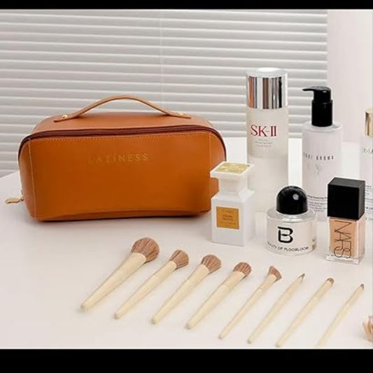 Large Capacity Waterproof Leather Cosmetic Bag