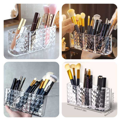Acrylic 3-Grid Makeup Brush Organizer