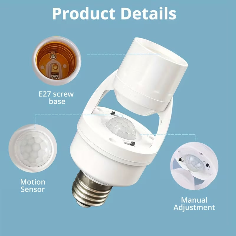 E27 PIR Motion Sensor Lamp Bulb Holder | Automatic Light ON/OFF Smart Socket