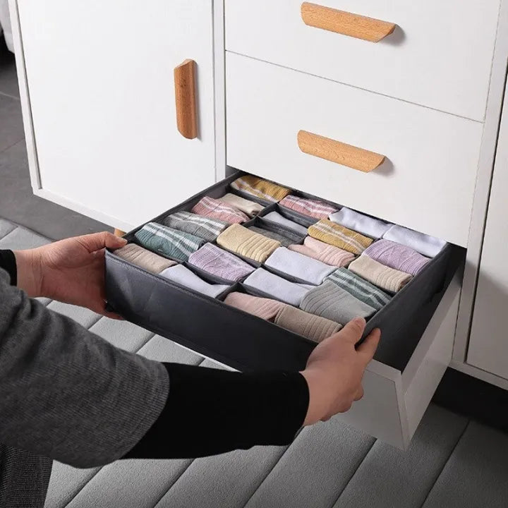 24 Pocket Foldable Underwear Organizer with Lid Storage Box
