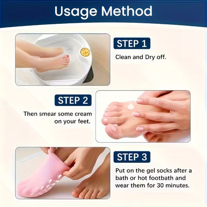 1 Pair Women's Gel Moisturizing Socks for Cracked Heels | Foot Hydration & Repair | Soft Silicone Heel Protector Socks | Dry Feet & Heel Care Socks