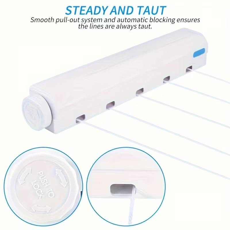 4-Line Retractable Clothesline | Wall Mounted Indoor & Outdoor Laundry Dryer – Runstore.pk