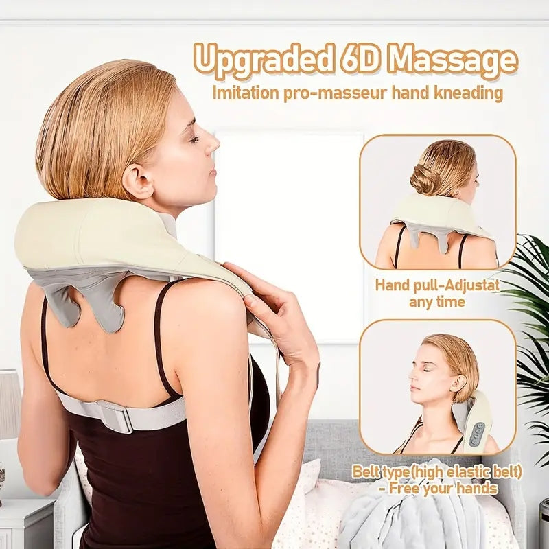 Rechargeable 6D Shoulder & Neck Massager – USB Powered, Real Hand Massage Feel