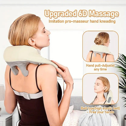 Rechargeable 6D Shoulder & Neck Massager – USB Powered, Real Hand Massage Feel