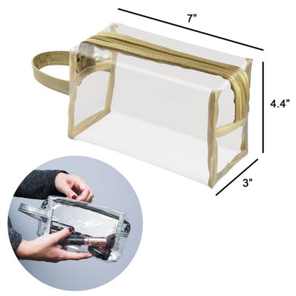 Clear Cosmetic Travel Bag with Handle – Pink Transparent Storage Pouch