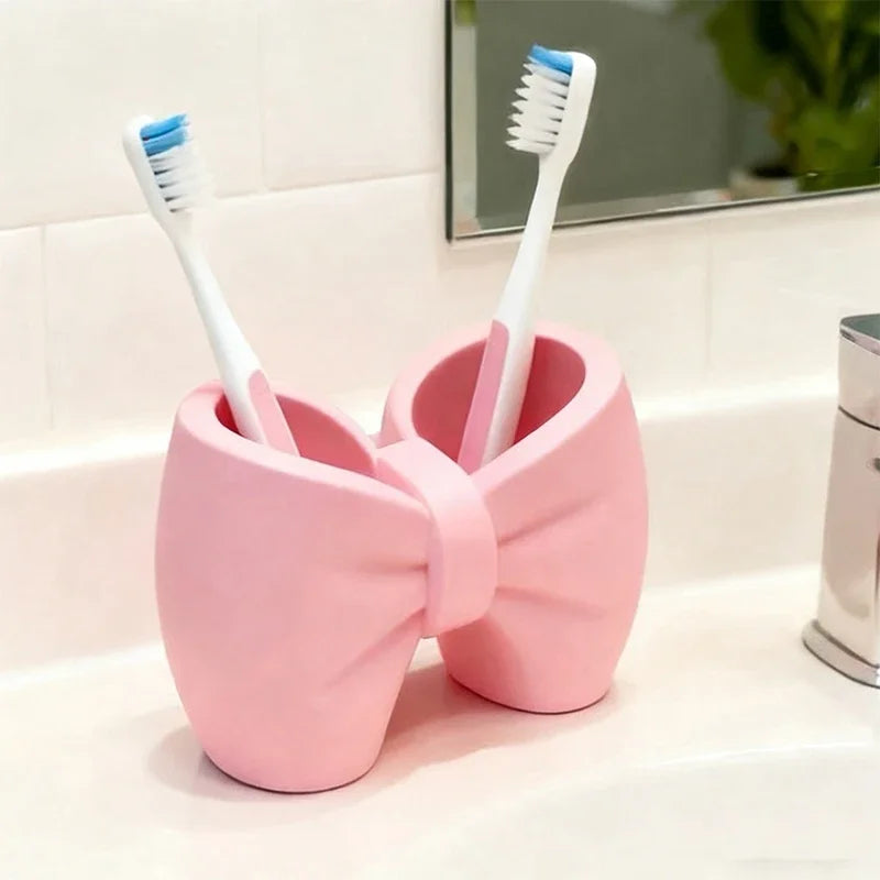 Creative Bow Toothbrush Holder Stand – Cute Bathroom Organizer