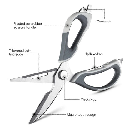 6-in-1 Stainless Steel Kitchen Scissors with Stand