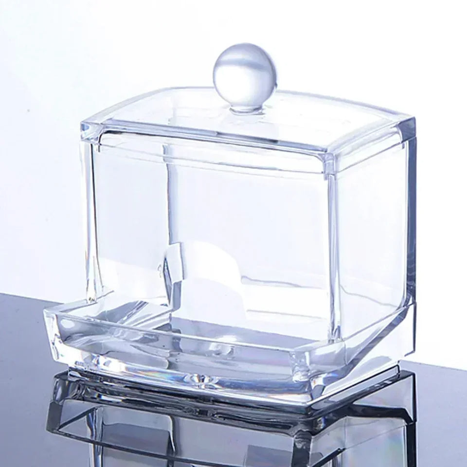 Acrylic Cotton Swab & Makeup Organizer with Lid