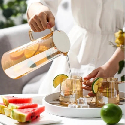 1.8L Glass Pitcher with Lid – Heat Resistant Water Jug with Handle
