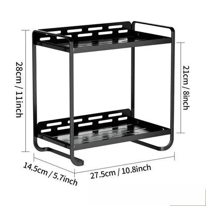 Black & Gold 2 Tier Cosmetics Storage Box | Bathroom Vanity Organizer Rack