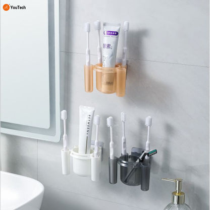 Drill-Free Toothbrush Organizer Bathroom Storage Shelf