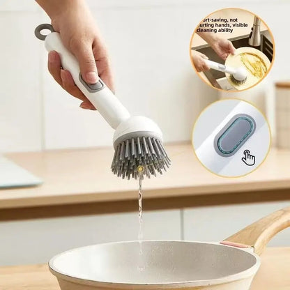 6 in 1 soap dispensing dish brush with rotating head