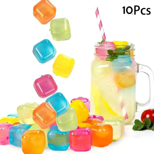 10 Piece Reusable Colorful Plastic Ice Cubes BPA Free Quick Freeze Non Diluting