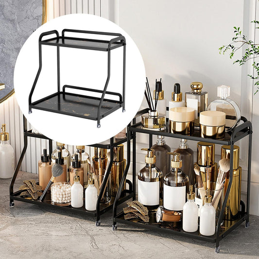 Marble Texture 2 Tier Cosmetic Organizer | Luxury Bathroom Vanity Storage Rack