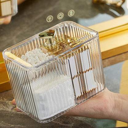 3 Compartment Cotton Swab and Cotton Pad Holder Organizer