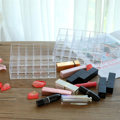 24-Slot Clear Lipstick Holder Makeup Organizer Stand