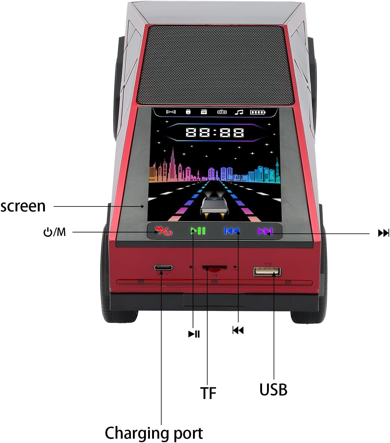 WS-580 Tesla Cyber Truck Bluetooth Pickup Truck Speaker | LED Display, TWS & FM Radio