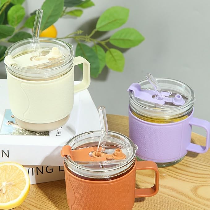 Heat-Resistant Glass Sipper Cup with Handle – Insulated Mini Mug