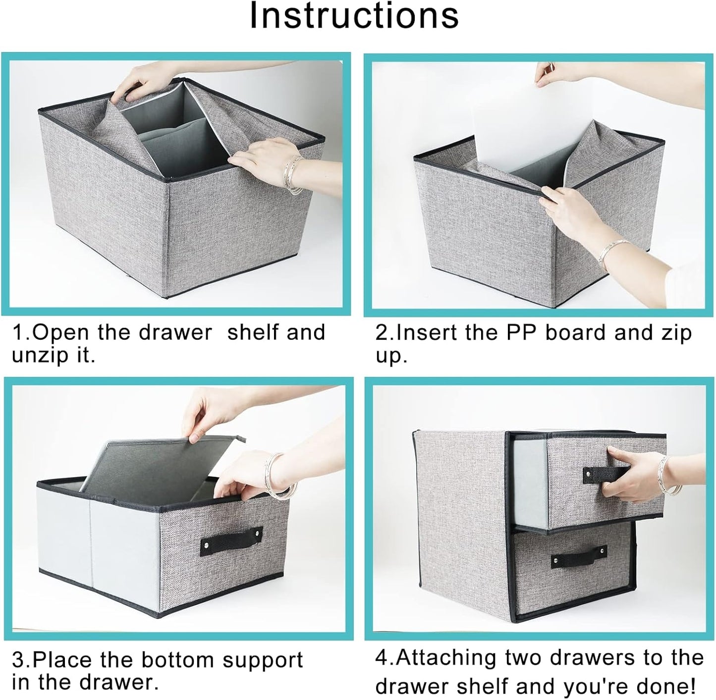 2-Drawer Fabric Storage Box Organizer | Washable Linen Drawer for Underwear, Bras & Socks