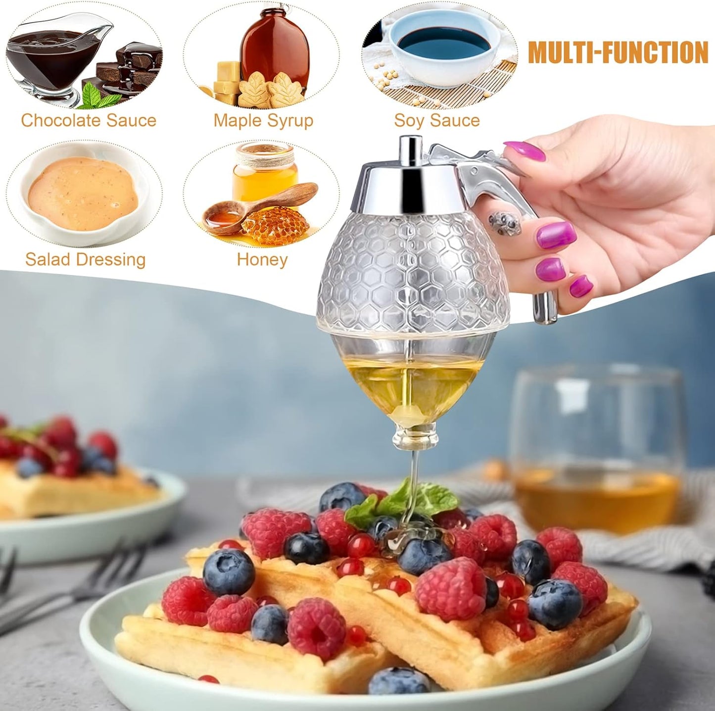 Portable Glass Honey Dispenser With Stand