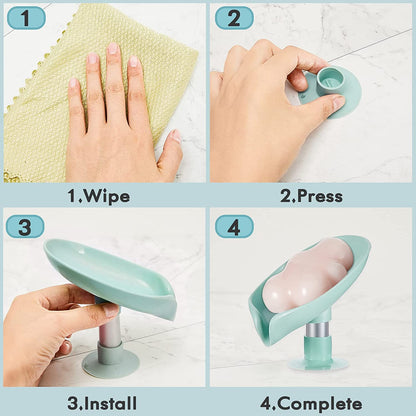 Leaf-Shaped Self-Draining Plastic Soap Holder